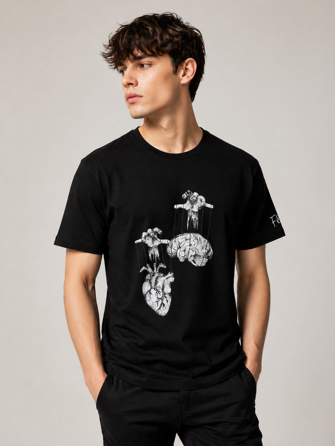 Akıl ve Kalp İlizyonu Siyah Tişört